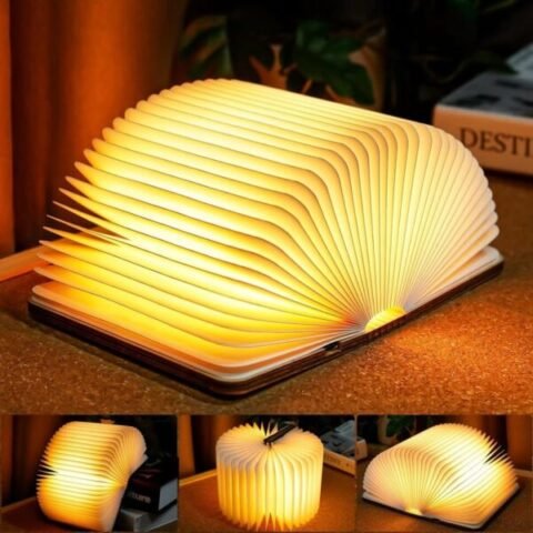 مصباح كتاب خشبي LED قابل للطي